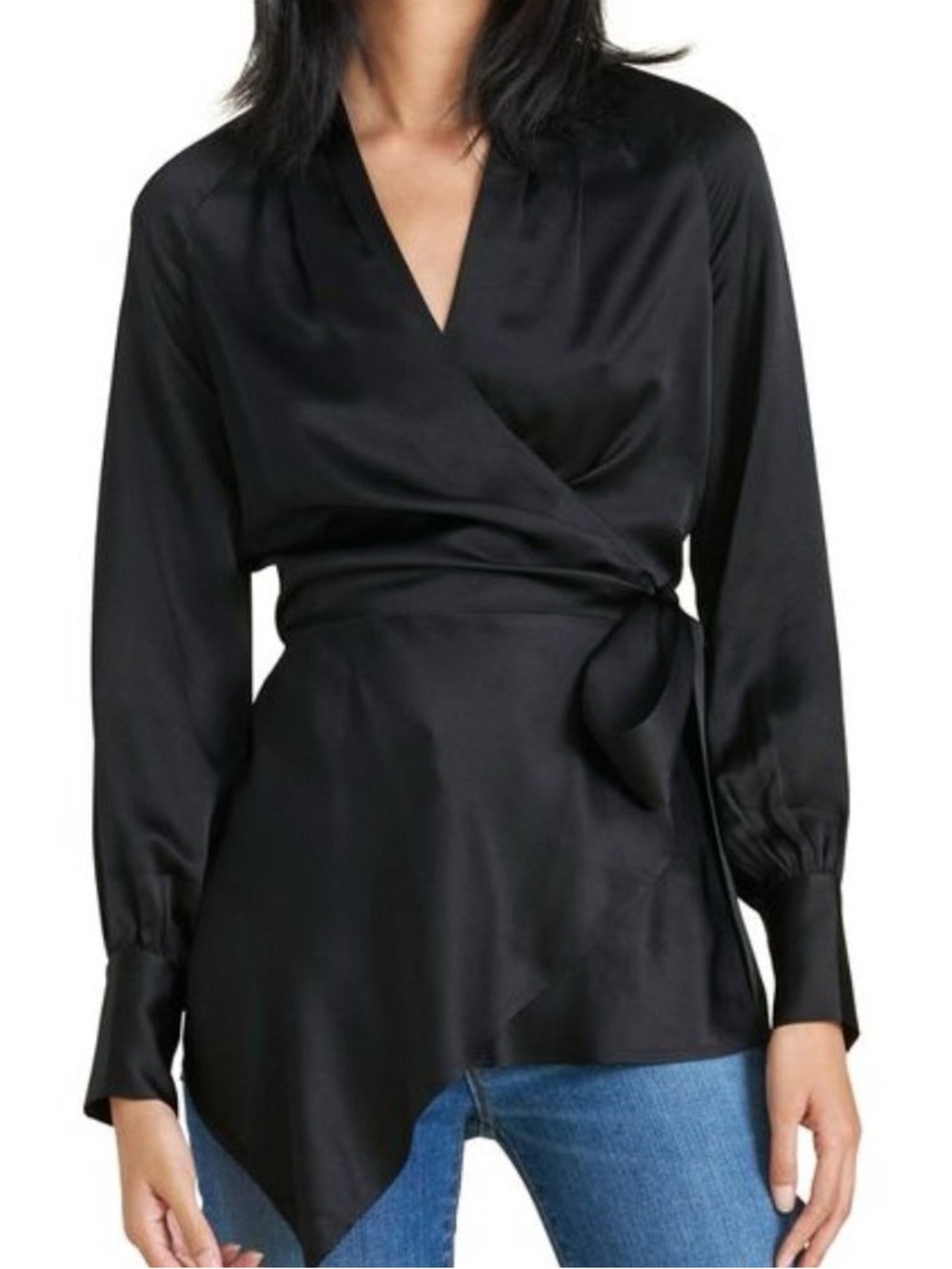 NWT Veronica Beard Viv Silk Button Cuff Long Sleeve Wrap Blouse